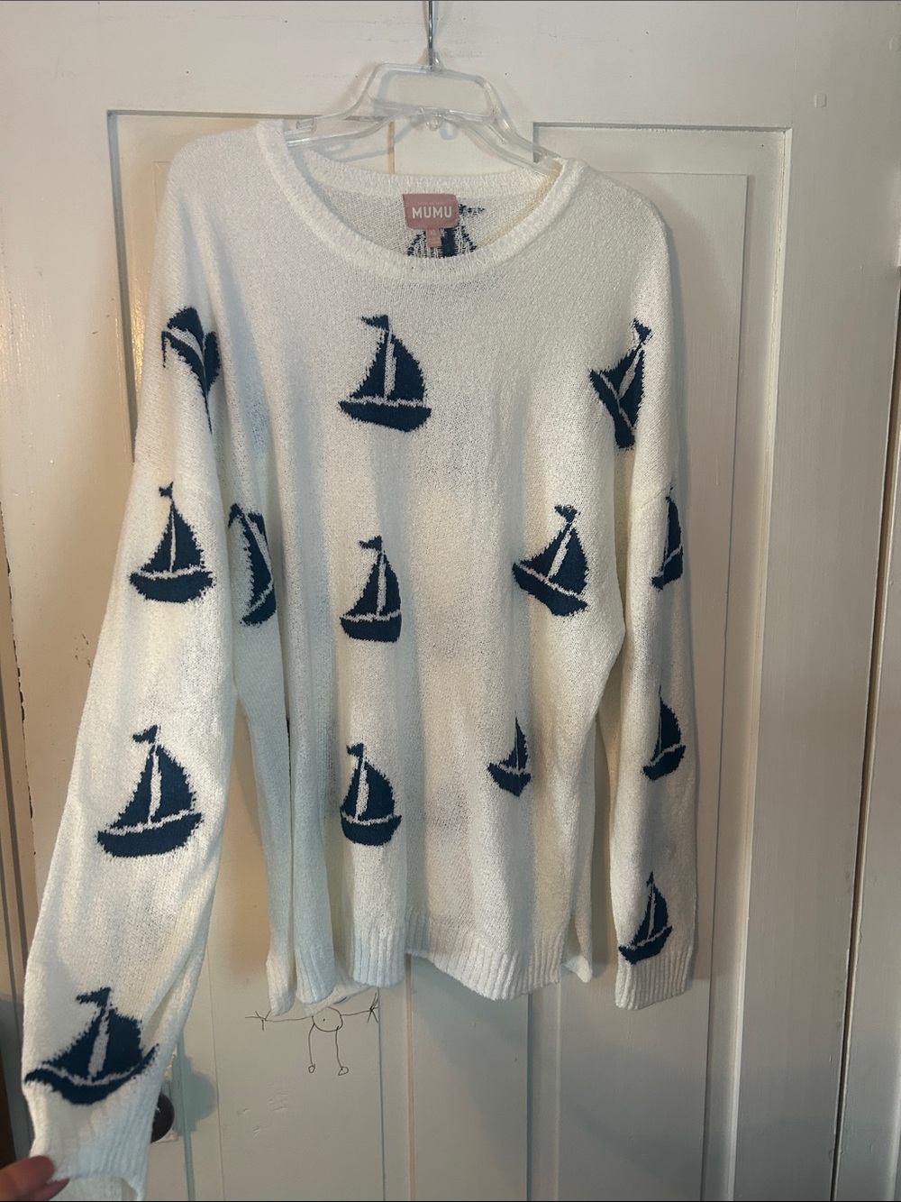 Show Me Your MuMu Go To Sailboat Knit Crewneck Sweater XL Nautical